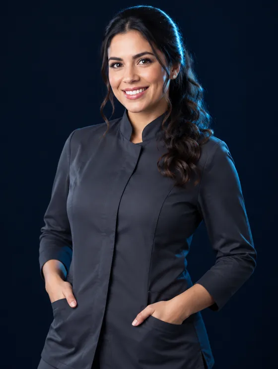 Retrato ilustrativo da Dra. Clara Orvalho, profissional fictícia